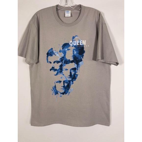 VTG Queen Forever Faces Paintsplat Rare Rock Band Album LG Gray Graphic T-Shirt - Picture 1 of 9